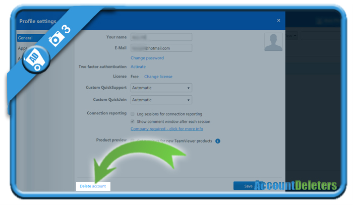 how to delete free teamviewer account